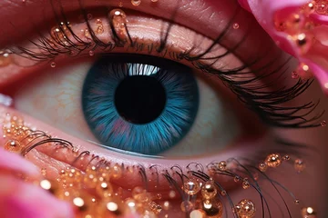 Fototapeten intricate details of a persons striking blue eye, showcasing the mesmerizing depth and beauty of the iris © nnattalli