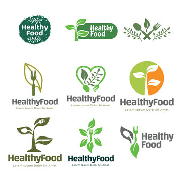 Set of Healthy Food Logo Template