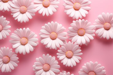 white daisies on a pink background