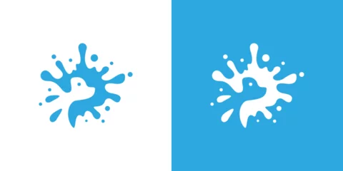Fotobehang Creative Dog Splash Logo. Dog and Water with Minimalist Style. Pet Wash Logo Icon Symbol Vector Design Template. © oinbrand