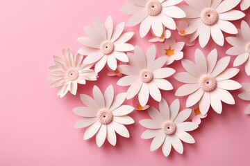 white daisies on a pink background