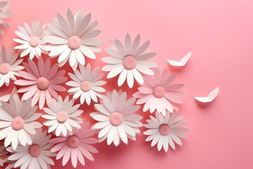 white daisies on a pink background