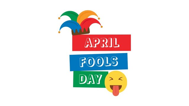 4k Animation of April Fools Dayt extwith jester hat