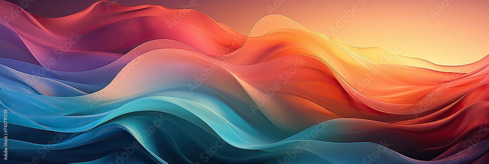 Poster An abstract background featuring a dynamic display of colorful wavy lines creating a harmonious and visually captivating composition