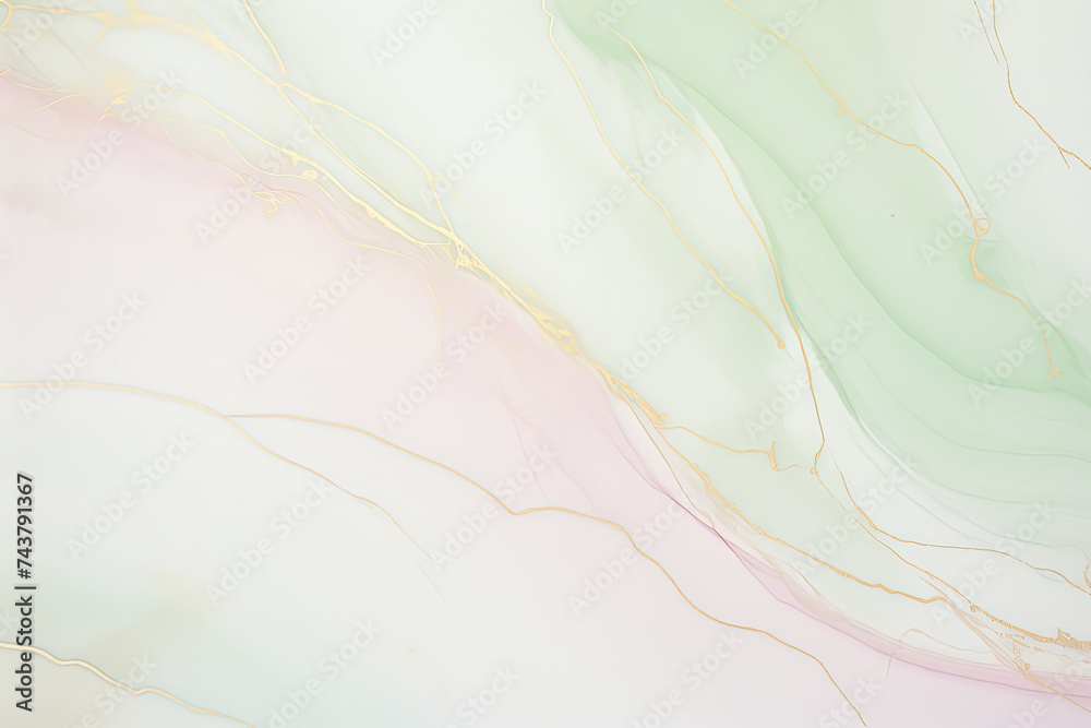 Aufkleber intricate patterns and delicate swirls of a pink and green marble texture, showcasing the natural be