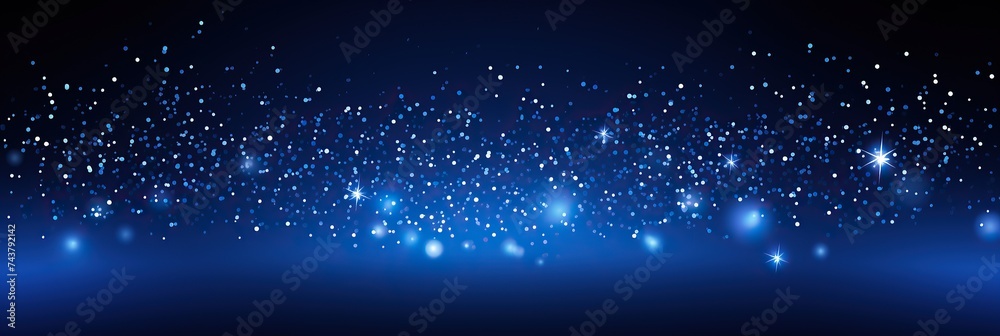 Poster a captivating blue background adorned with delicate snowflakes and twinkling stars, creating a magic