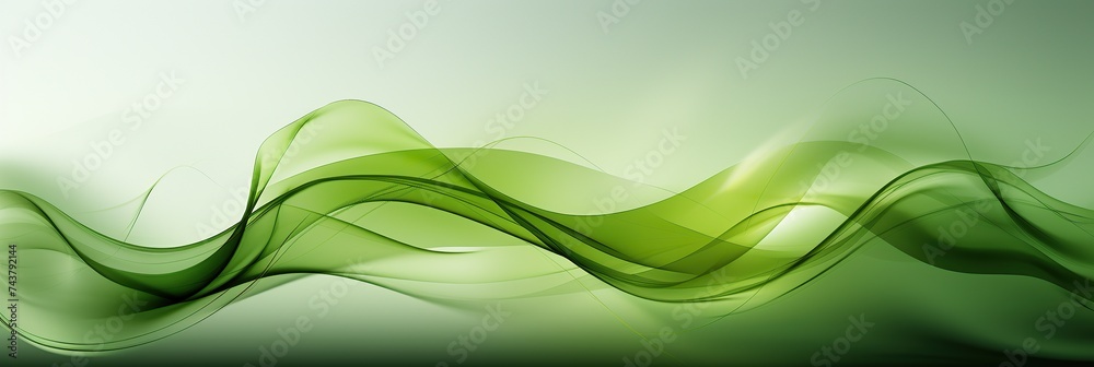 Poster Abstract green background with dynamic, flowing wavy lines adding movement and energy to the composition