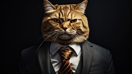 Elegant fluffy cat in formal suit - 743792715