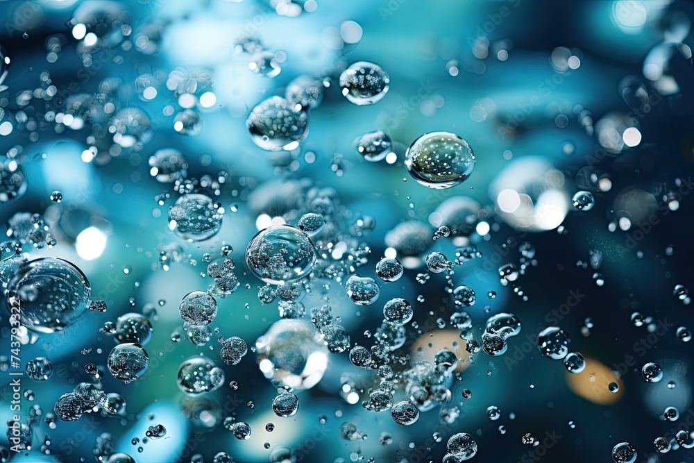 Aufkleber close-up view of shimmering water droplets gracefully clinging to a window surface