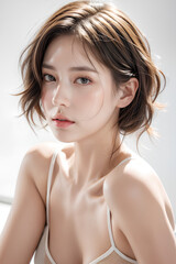 Fototapeta premium Gorgeous Young Female Model - Fashion or Cosmetics Model - Beauty with Perfect Fine Features - Beautiful Smooth Hair