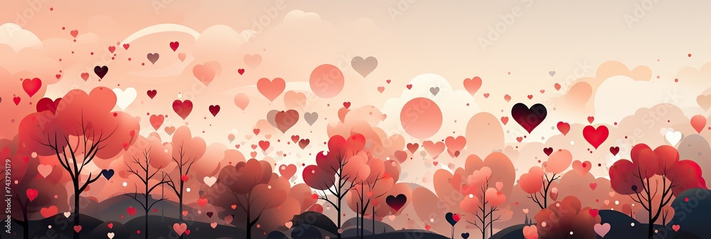 Aufkleber a painting depicting many heart shapes floating in the air, each one uniquely designed and appearing