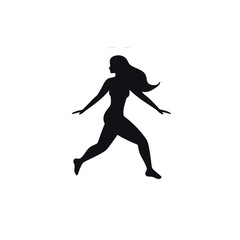 Fototapeta na wymiar Black silhouette, tattoo of a women during sports exercises on white background. Vector.