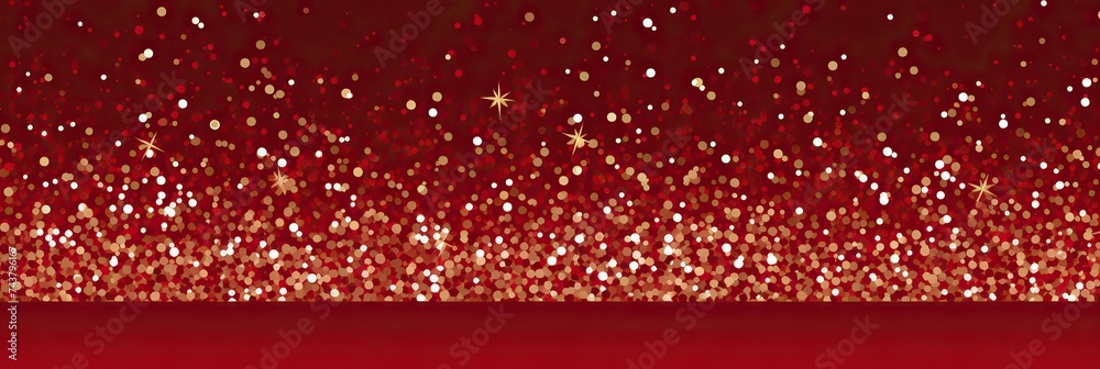 Leinwandbilder a mesmerizing red and gold glitter background adorned with twinkling stars of various sizes, creatin