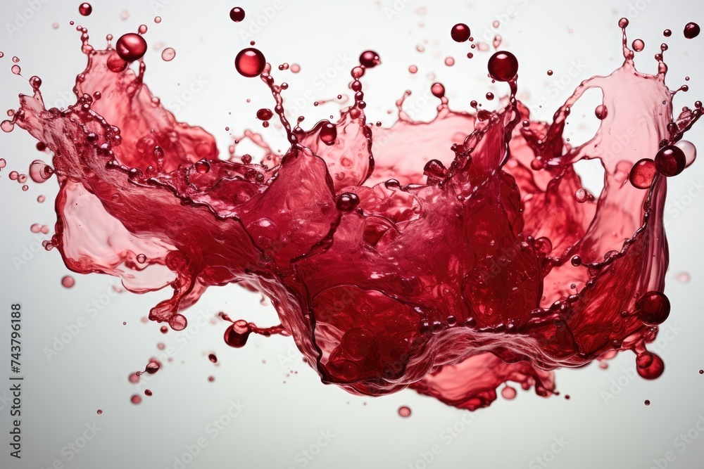 Poster A vivid red liquid dances in the air, splashing and creating mesmerizing patterns as it defies gravity