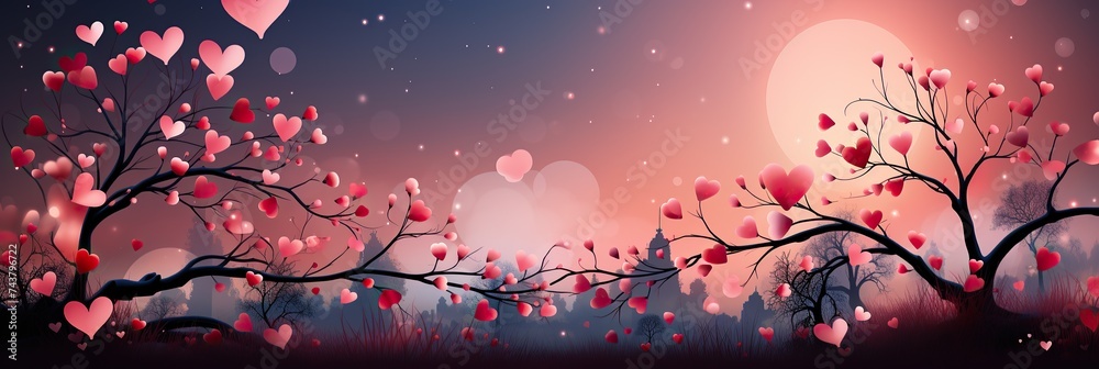 Poster A mesmerizing painting of colorful hearts gracefully floating in the air, creating a harmonious and ethereal scene filled with love and serenity