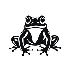 Black silhouette, tattoo of a frog on white isolated background. Vector.