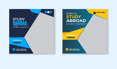 Study abroad social media post design template