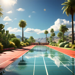 tennis court in the pool