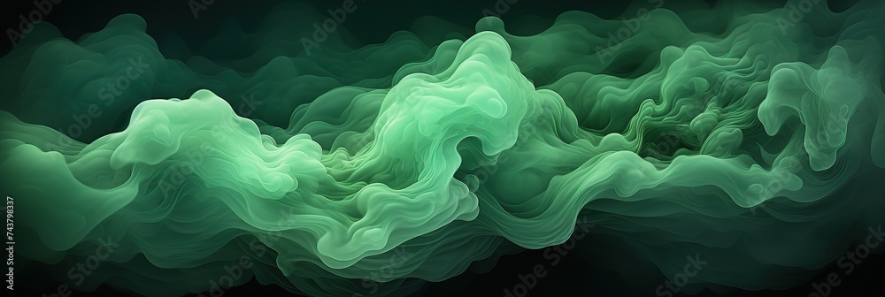 Fototapete A mesmerizing swirl of green on a dark background, creating a hypnotic and mysterious visual experience