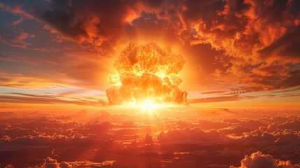 Nuclear explosion, world war, end of mankind concept