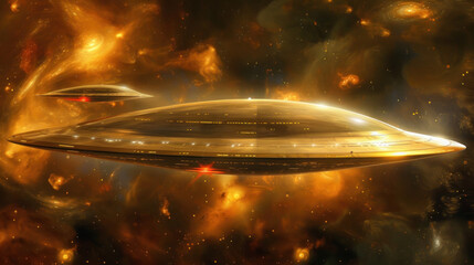 Highly advanced space battleship of an evil alien race, sci-fi image