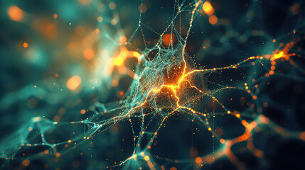Abstract image of brain cells - process of thinking concept - obrazy, fototapety, plakaty
