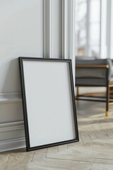 empty mockup frame isolated on white wall