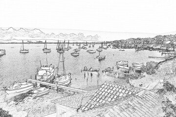 Fototapeta premium Hyères, port de pêche en Provence 