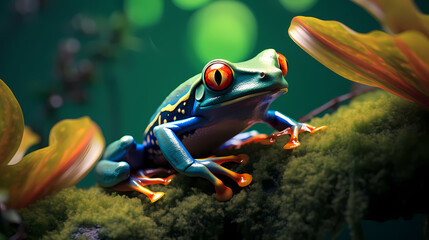 Naklejka premium green frog jumping