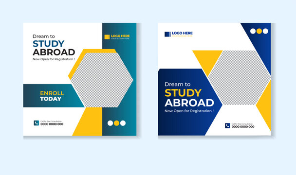 Study abroad social media post design template