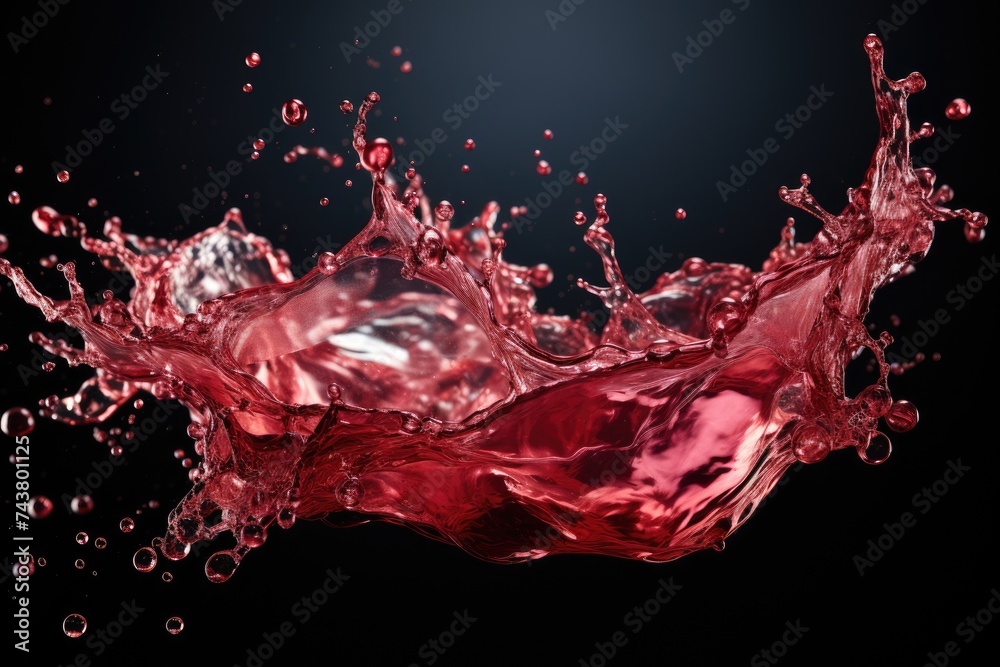 Poster A dynamic splash of water frozen in time against a stark black background, creating a mesmerizing contrast of light and dark