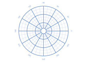 Polar grid isolated. Grid with concentric circles diagram chart. Grid divided into radial degree. Protractor or geometry angle ruler PNG