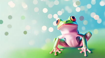 green frog jumping