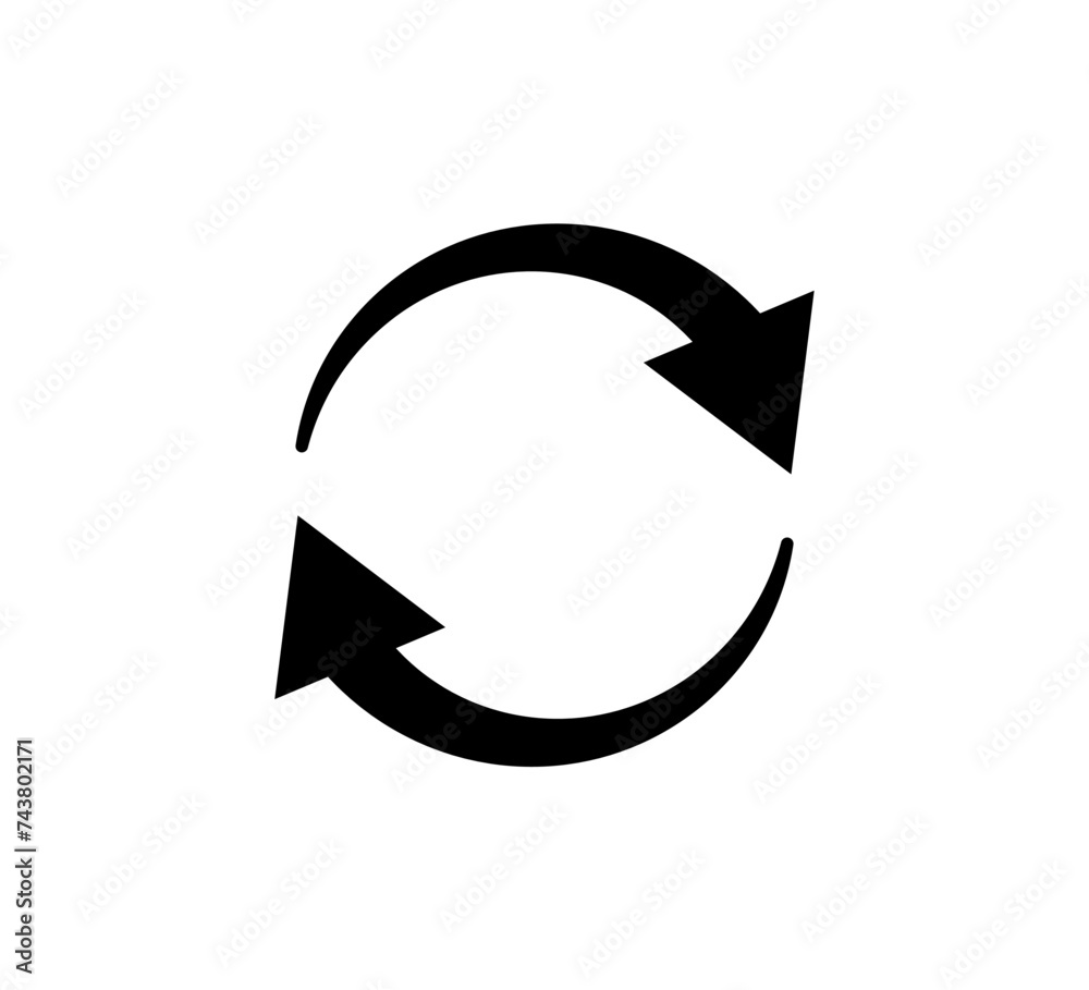 Wall mural two circle arrow icon. round reload, restart, recycle and repeat symbol. two arrow in loop. round re