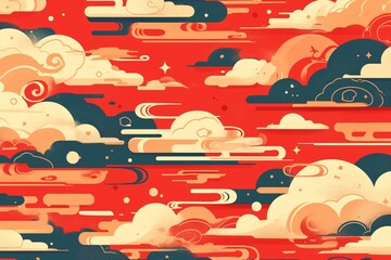 Chinese traditional auspicious cloud background picture, festive festival background illustration