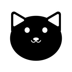 黒猫の顔と白い目と耳