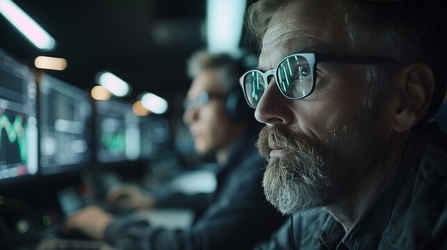 Skilled programmers collaborating on complex code for innovative application development project.