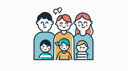Vector illustration of a happy family with two children. Happy family concept.