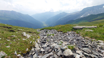 Beautiful mountain view from the Mallnitz Alps in Carinthia, Austria. 
