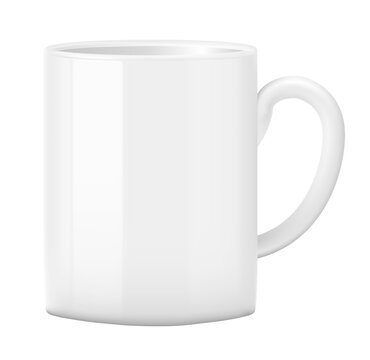 Glossy white tea or coffee cup or mug. Png clipart isolated on transparent background