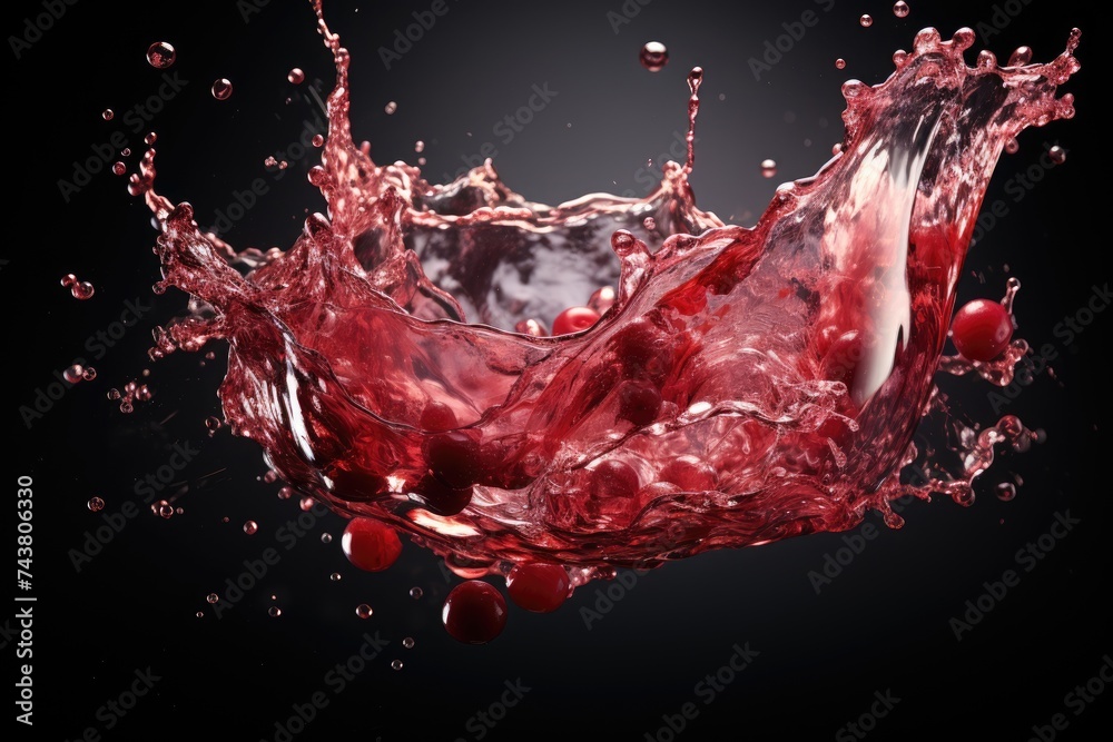 Leinwandbilder A vibrant red liquid splashes and dances in mid-air, creating a mesmerizing display of color and motion