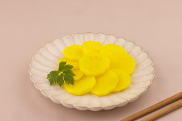 Obraz na płótnie Canvas Danmuji is Korean Yellow Pickled Radish.