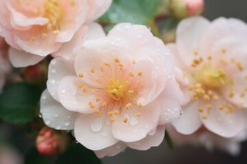 A cluster of vibrant pink flowers adorned with sparkling water droplets glistens under the light