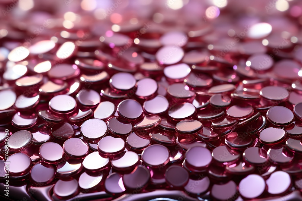 Poster a detailed close-up view of a vibrant and reflective purple surface, showcasing its shiny and mesmer