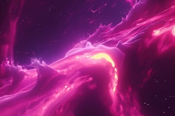 Abstract Cosmic Nebula Background in Vibrant Pink and Purple Hues - obrazy, fototapety, plakaty
