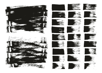 Hand Drawn Flat Sponge Thin Artist Brush Straight Lines & Long Background Mix High Detail Abstract Vector Background Mix Set 