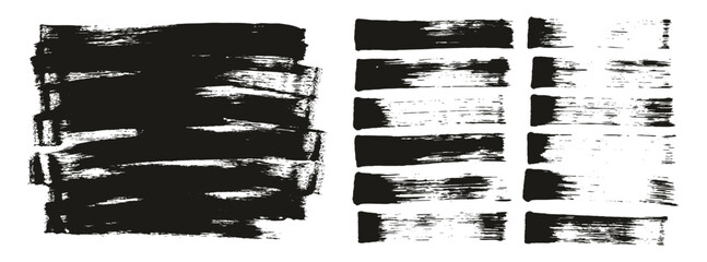 Hand Drawn Flat Sponge Thin Artist Brush Straight Lines & Long Background Mix High Detail Abstract Vector Background Mix Set 