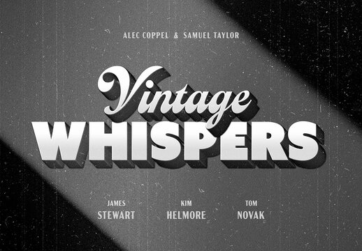 Vintage Movie Titles Text Effect Mockup