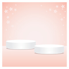 2 White Cylinder Base Stand 3D With Pink Background