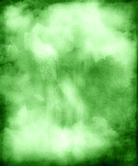Green watercolor background, paint texture - 743815331